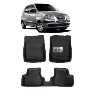 4.5D Car Floor Foot Tray Mats for Santro Xing  - Black